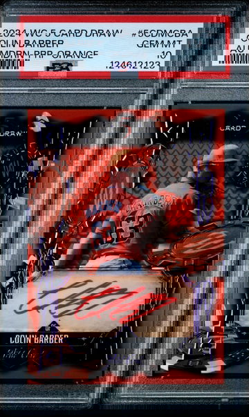 2024 WILD CARD 5 CARD DRAW AUTOGRAPHS 5CDMCBA COLIN BARBER MODERN-PURPLE FOIL-ORANGE PSA 10