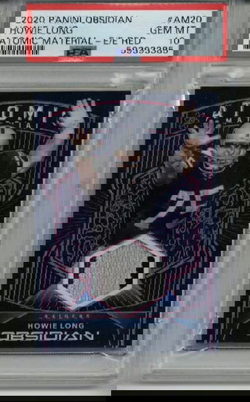 2020 PANINI OBSIDIAN ATOMIC MATERIAL E/E RED HOWIE LONG /10 RAIDERS PSA 10