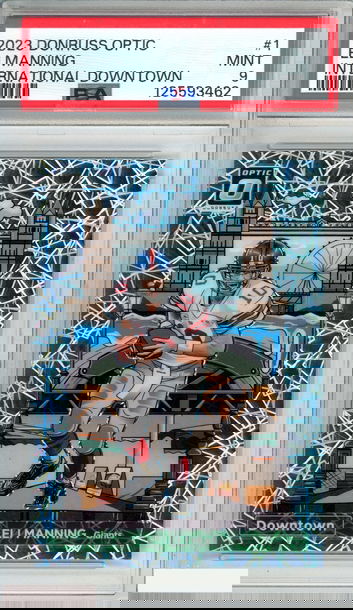 2023 PANINI DONRUSS OPTIC INTERNATIONAL DOWNTOWN ELI MANNING #1 PSA 9 MINT