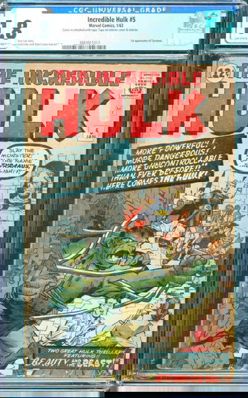 Incredible Hulk #5 (1963) CGC 1.8 -- 1st app. of Tyrannus; Stan Lee & Jack Kirby