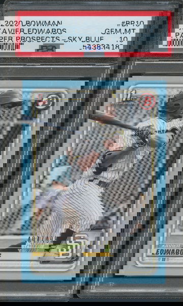 Xavier Edwards 2020 Bowman Sky Blue Paper /499 1st PSA 10