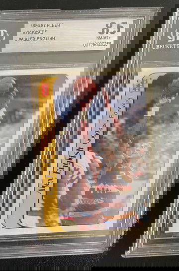 1986 Fleer Sticker #4 Alex English BGS 8.5