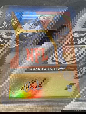 2021 Panini Gold Standard Amon-Ra St. Brown NFL Shield Logo 1/1 Auto