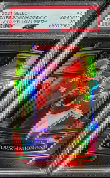  2021 Panini Select Red & Yellow Die Cut Prizm #2 Patrick Mahomes PSA 10 Gem Mint