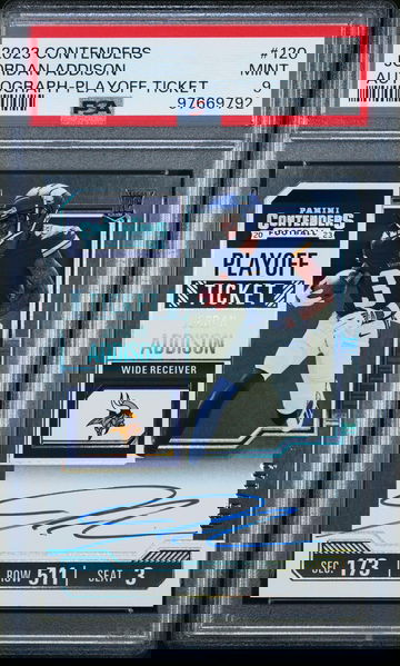 2023 Panini Contenders Autograph-Playoff Ticket Jordan Addison #120 PSA 9