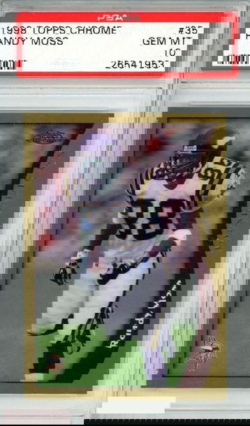 1998 TOPPS CHROME RANDY MOSS #35 MINNESOTA VIKINGS ROOKIE RC PSA 10 GEM MT