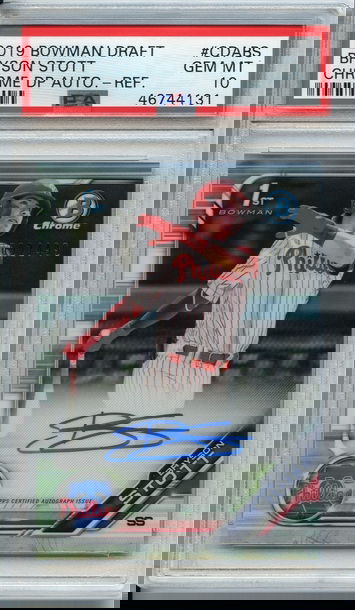 Bryson Stott Refractor Bowman Draft Chrome Auto PSA 10 /499 NEP 131