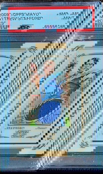 2009 SSP MATTHEW MATT STAFFORD Worn Jersey Relics PSA 9 POP 8 Rookie #MR-MS