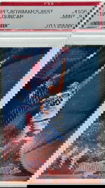 1997 Bowman’s Best Tim Duncan #106 PSA 9 Mint