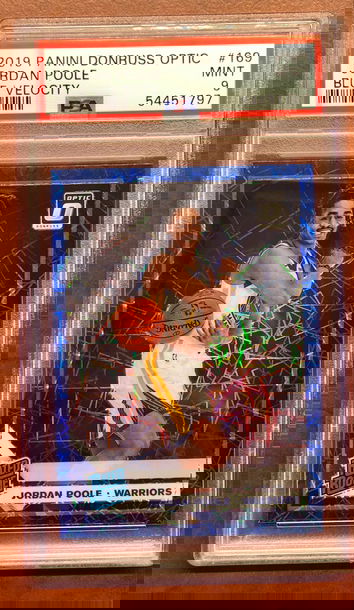 2019 Donruss Optic Blue Velocity Jordan Poole PSA 9