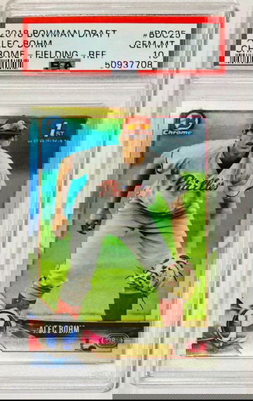 2018 Bowman Draft Chrome 1st Bowman Rookie Alec Bohm Refractor PSA 10 Gem Mint Fielding Phillies