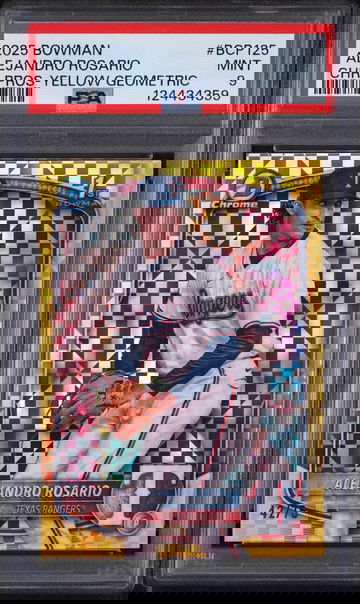 2025 Bowman Chrome Prospects Yellow Geometric Alejandro Rosario #BCP125 /75 PSA 9