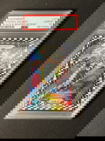 2023 Prizm Black and White Checker Russell Wilson PSA 10