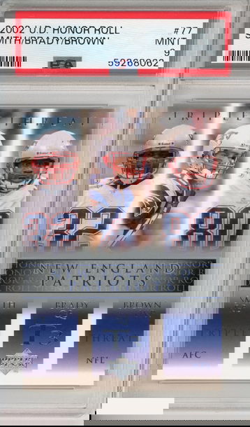 2002 UD HONOR ROLL SMITH TOM BRADY BROWN #77 NEW ENGLAND PATRIOTS PSA 9 MINT