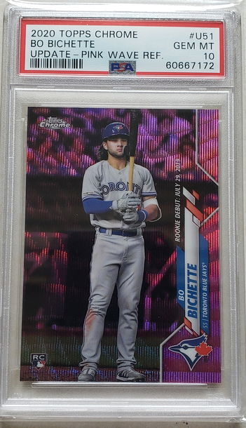 2020 Topps Chrome Update Bo Bichette Pink Wave Refractor PSA 10 #U51 POP 6