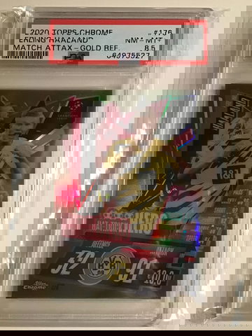 2020 Topps Chrome Match Attax ⚽️ ERLING HAALAND #176 Gold Refractor RC PSA 8.5