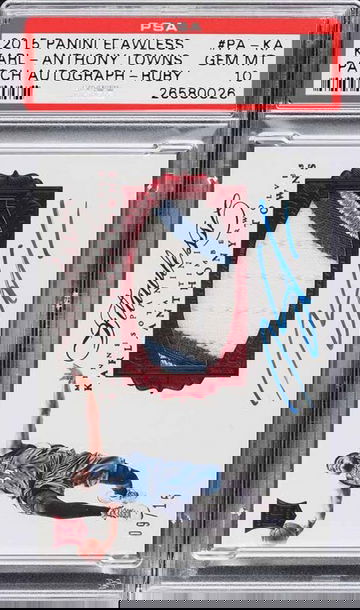 2015 Flawless Karl Anthony Towns Rookie Patch Auto Ruby #/15 PSA 10 pop 3