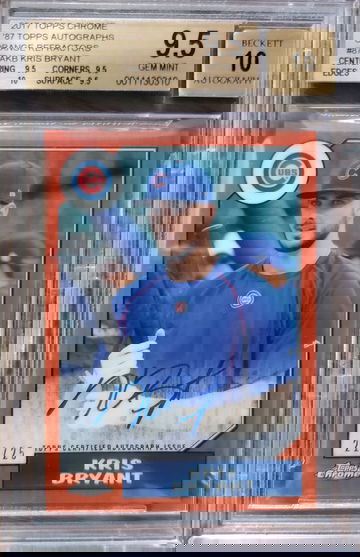 2017 Topps Chrome 1987 Orange Refractor #/25 Kris Bryant Auto BGS 9.5 