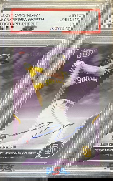 /25 2021 Topps Now Jake Cronenworth RC Auto Purple 3rd Cycle Padres PSA 10 Gem