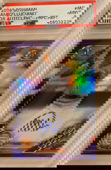 2019 Bowman Chrome Purple Refractor Autograph Marco Luciano PSA 9 #106/250