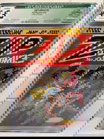 Zip Comics #8 CGC Qualified grade 4.5- Centerfold missing