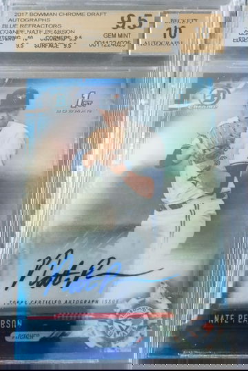 2017 Bowman Chrome Nate Pearson Blue Refractor Auto /150