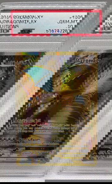 2016 Pokemon XY Full Art Dragonite EX Evolutions #106 PSA 10