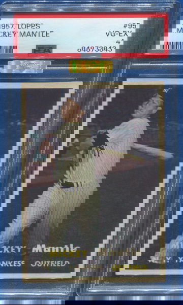 1957 Topps #95 Mickey Mantle Yankees HOF Great PSA 4 Dead Centered