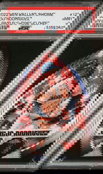 2022 Topps Chrome Ben Baller Ben's Diamond Die-Cuts Rose Gold Refractor Julio Rodriguez #12 /10 PSA 9