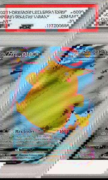 2021 POKEMON CELEBRATIONS SURFING PIKACHU VMAX #009 FULL ART PSA 10