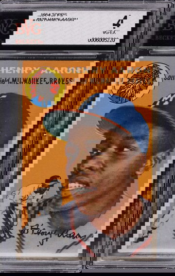 Hank Aaron 1954 Topps #128 Braves HOF RC BVG 4 - Fanatics Top 30% Eye Appeal!