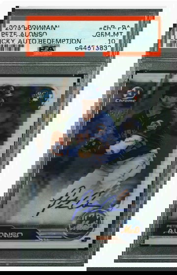 2019 Bowman Chrome Pete Alonso Lucky Auto RC Redemption /99 PSA 10 Gem Mint