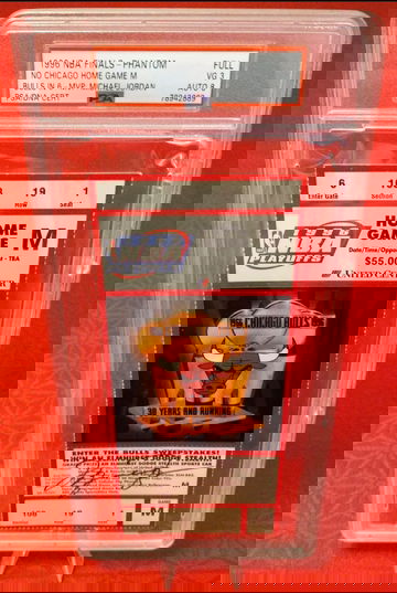 1996 NBA Finals - Phantom Ticket Bulls in 6- MVP Michael Jordan Autograph PSA 3 Auto 8 