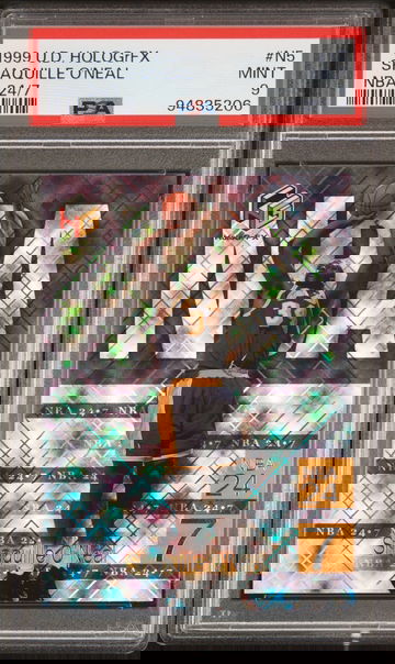 1999 UPPER DECK SHAQUILLE O'NEAL HOLOGRFX NBA 24/7 #N5 PSA 9 BK.C1.62