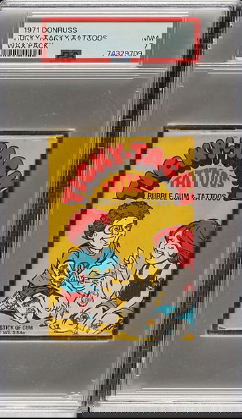 1971 Donruss Ticky-Tacky Tattoos Wax Pack PSA 7 NM