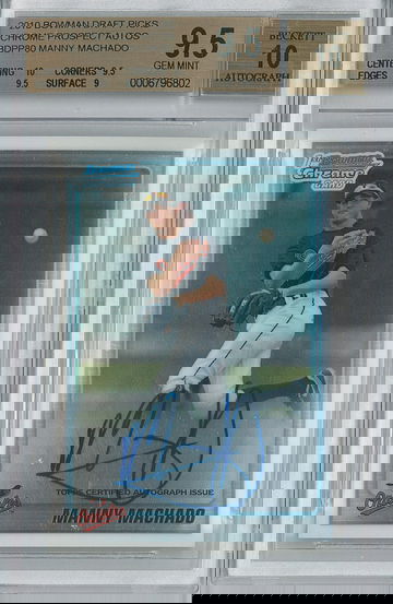 2010 Bowman Draft Manny Machado #BDPP80 BGS 9.5 Auto 10