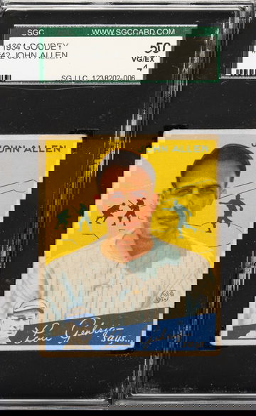 1934 Goudey #42 John Allen New York Yankees  SGC 50 VGEX 4