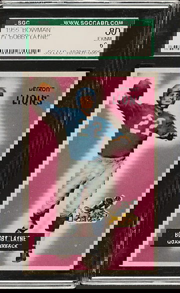 1955 Bowman #71 Bobby Layne Detroit Lions SGC 80 EXMT 6