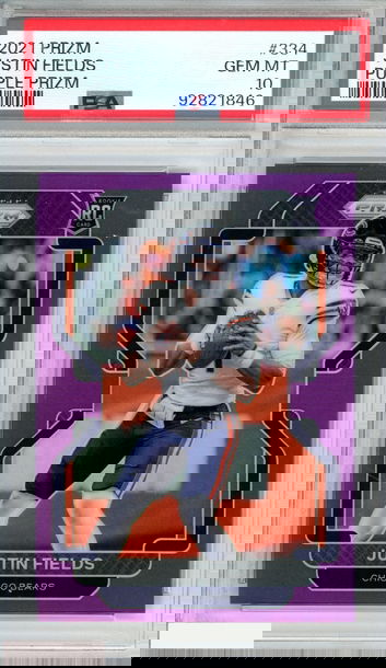 2021 PANINI PRIZM JUSTIN FIELDS #334 PURPLE PRIZM 18 OF 125 ROOKIE RC PSA 10