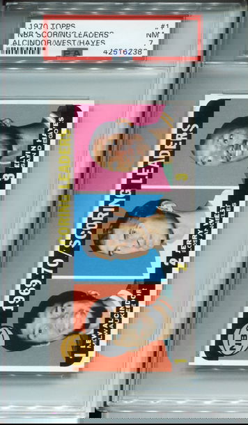 1970 Topps #1 Scoting Leaders Lew Alcindor Jerry West Elvin Hayes PSA 7