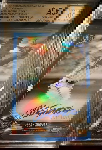 Alek Thomas 2018 bowman blue refractor auto 9.5