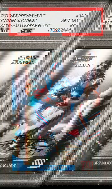 2007 SCORE SELECT BRANDON JACOBS END ZONE AUTOGRAPH 1/1 PSA 10