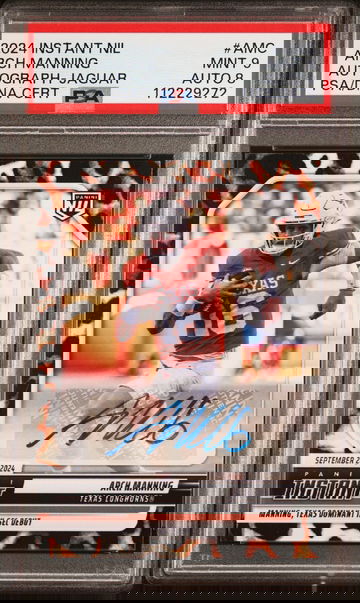 2024 PANINI INSTANT NIL FOOTBALL AUTO ARCH MANNING #/10 JAGUAR #AMC PSA 9