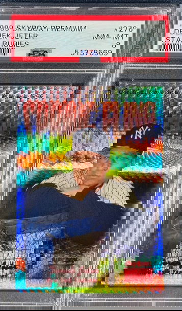 1999 Skybox Premium Derek Jeter Star Rubies PSA 8