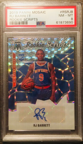 2019 Panini Mosaic RJ Barrett Rookie Auto PSA 8