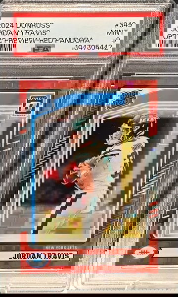 2024 Donruss Optic Preview Red Pandora Jordan Travis RC - PSA 9 -Jets FSU