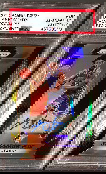 2019-20 Panini Prizm De’Aaron Fox Silver PSA 10 Auto 10