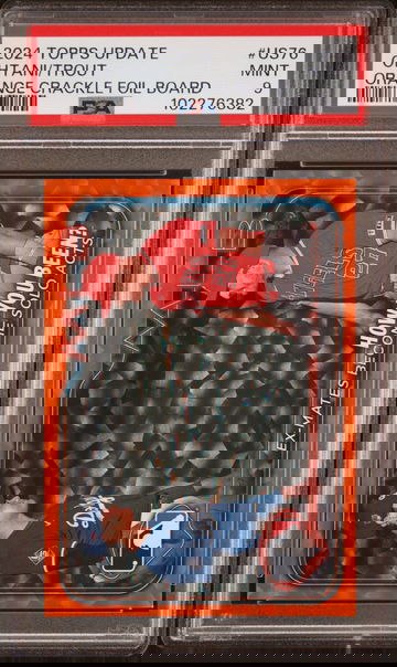  Trout Ohtani 2024 Topps Update #US76 Orange Crackle Foil Board PSA 9