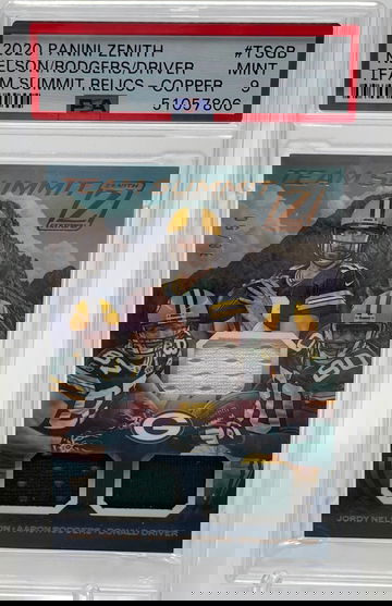2020 Panini Zenith Rodgers/Nelson/Driver Team Summit Relics-Copper /50 PSA 9 MINT 
