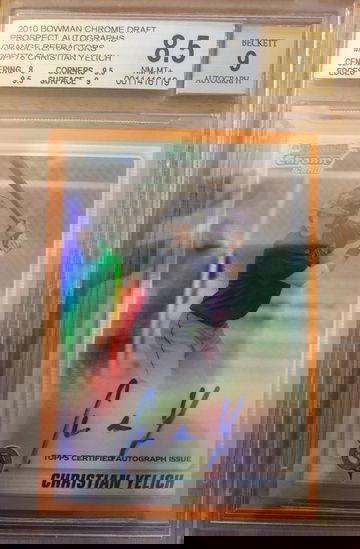Christian Yelich Orange refractor /25 BGS 8.5 auto 9